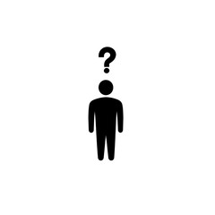 Isolated Silhouette of Person with Question Mark Overhead
