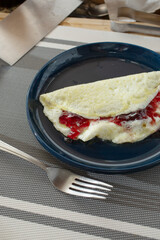 A view of an jelly egg white omelet.