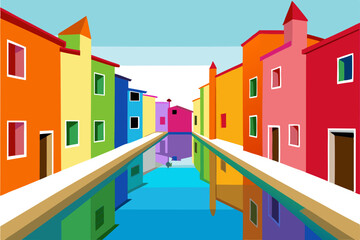 colorful houses in burano venice italy