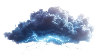 A dense, dark storm cloud floating in the sky Isolated on white background