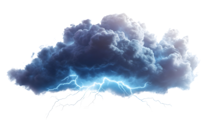 A dense, dark storm cloud floating in the sky Isolated on white background