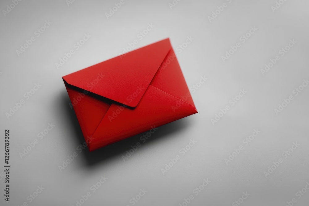 Aufkleber A red envelope sits on a table with no context