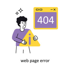 Web Page Error Concept vector illustration.  isolated on white Background.