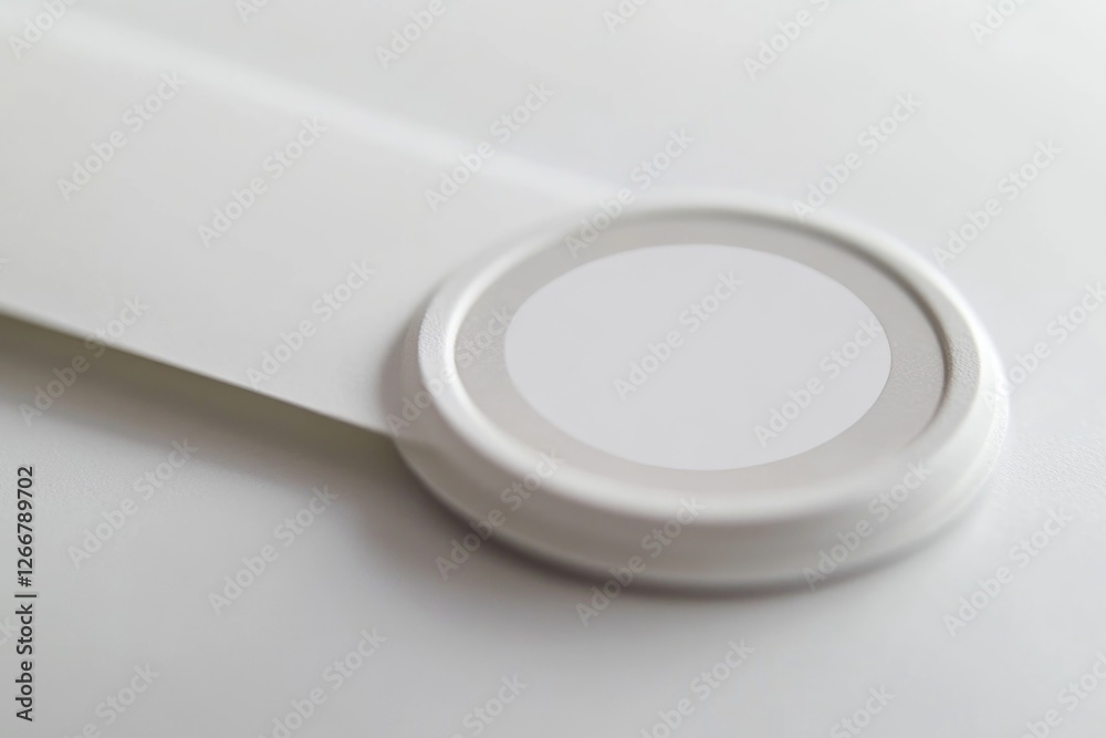 Poster close-up shot of a button on a white surface