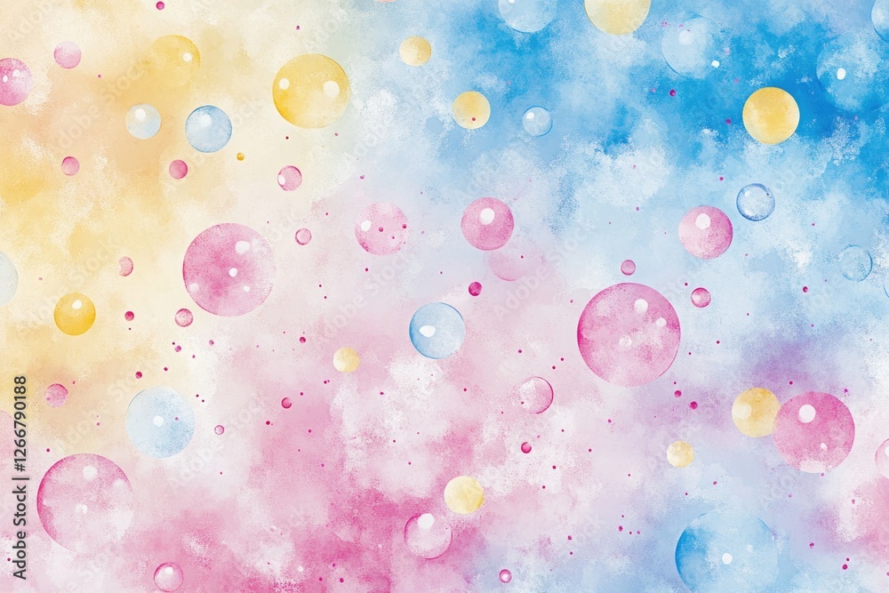 Poster a group of bubbles floating in the air, great for use in illustrations or designs about relaxation, 