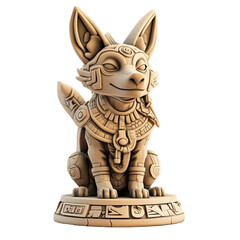 Cartoonish Dhole Sculpture with Aztec Influence in Transparent background, Detailed Design and Unique Features
