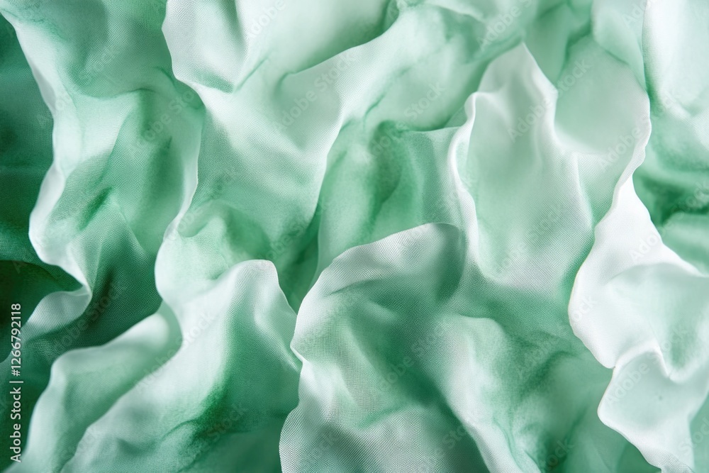 Poster a close-up view of a piece of green and white fabric, suitable for use in textile or interior design
