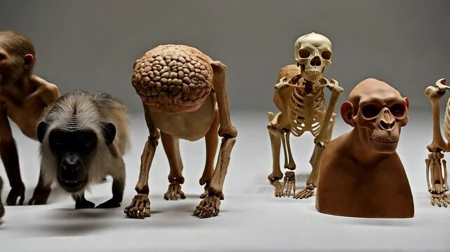 the evolution of man from early primates to modern humans, with realistic details and ultra-realistic graphics.
