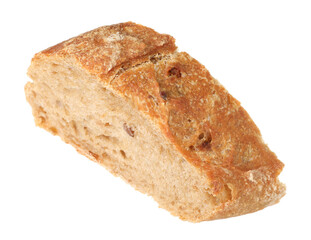 Piece of fresh baguette isolated on white