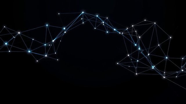 Futuristic polygonal wireframe mesh with bitcoin crypto concept on dark background, digital network technology structure, network, digital, polygonal