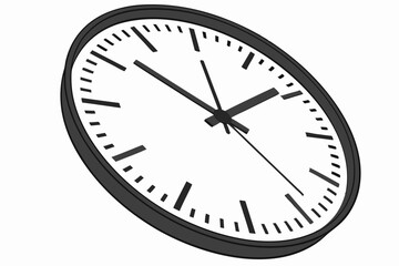  Photo of a minimalist black wall clock with a round face, thin black hour markers, and simple black hour and minute hands. The clock has a sleek, modern design and a matte finish. The background is