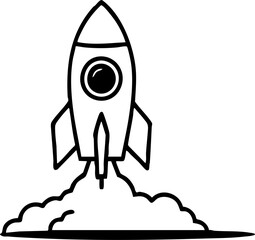 Rocket and Astronaut Outline Icon