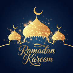Luxury Ramadan Kareem background with golden Islamic architecture