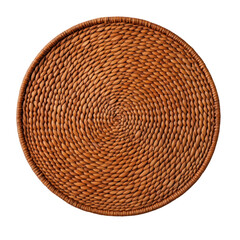 Isolated Round Woven Mat with Natural Fiber Texture