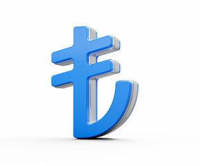 Vibrant Blue Turkish Lira Currency Symbol Gleams With Sleek Modern Design 3D Illustration