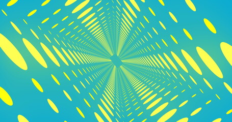 Image of digital tunnel with yellow spots on blue background