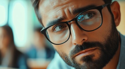 Close-up of a person wearing glasses, suitable for use in portraits or educational content