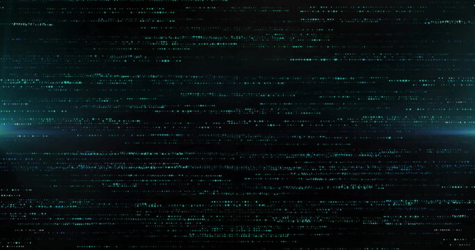 Image of light and horizontal blue and white lines of interference on black background - Powered by Adobe