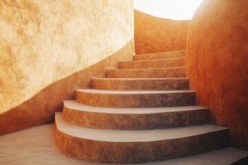 Naklejka premium A staircase leading up to the rooftop of a building, perfect for architectural or urban landscape uses