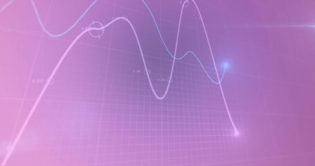 Image of digital data processing over purple background