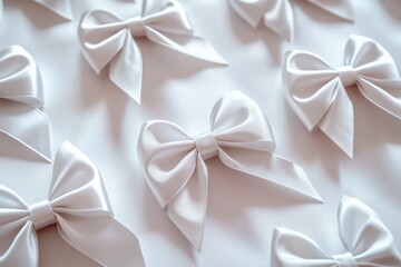 A detailed view of multiple white bows tied together