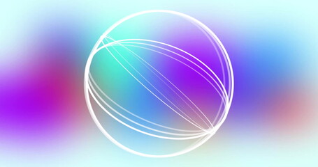 Image of white circles moving on blue and red background