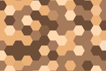 Earthy brown and orange hexagonal pixelated texture with a modern mosaic effect. Abstract geometric background concept