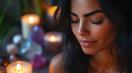 A person studying or meditating by candlelight