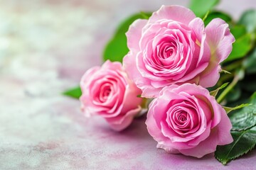 A bouquet of pink roses arranged neatly on a table, perfect for decorative or celebratory purposes