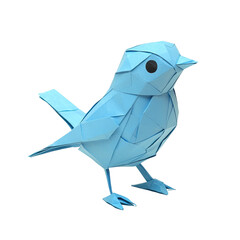 Handmade Paper Bird Origami in Blue Color Isolated on Transparent background for Arts and Crafts Projects