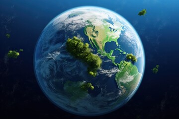 Naklejka premium Earth, green forests, space, climate change, environmental concept