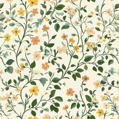 50s vintage ditsy floral wallpaper, seamless 