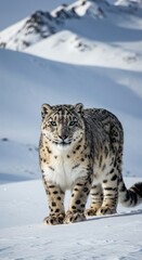 Naklejka premium Majestic Snow Leopard in the Winter Wilderness