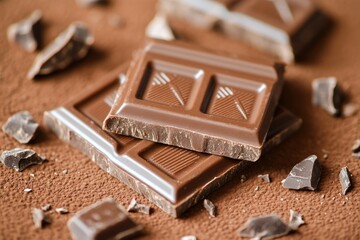 A close-up shot of a chocolate bar on a table, perfect for promoting treats or snacks