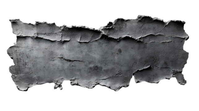 Grunge concrete wall distressed texture, transparent background, clipping path  -  