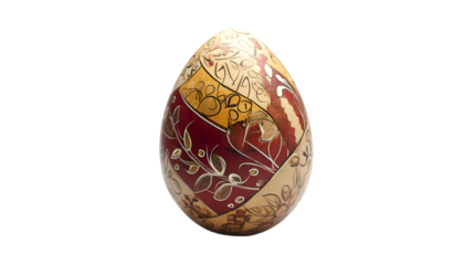Handmade Easter egg with decorative patterns. transparent Background, clipping path  -  