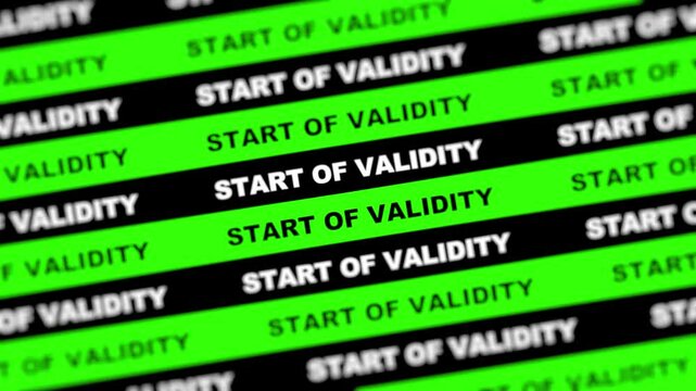 Start Of Validity Text Animation 4K resolution video.