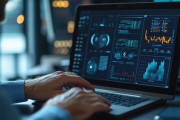 A person sitting with laptop, focused on typing