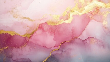 Naklejka premium Abstract art, presenting a semi transparent soft ink blend, using a soft color scheme of copper oxide powder and matte gold. There are ash particles around, with a wabi sabi texture