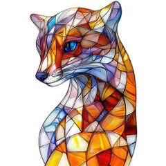 Intricate 3D Stained Glass Design of a Stylized Animal on a Transparent background