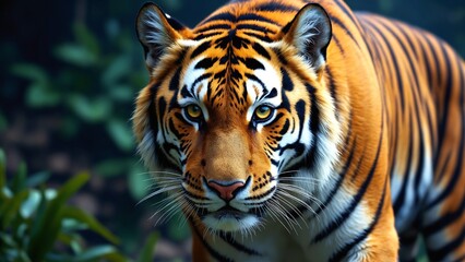 A fierce and detailed tiger in vibrant colors