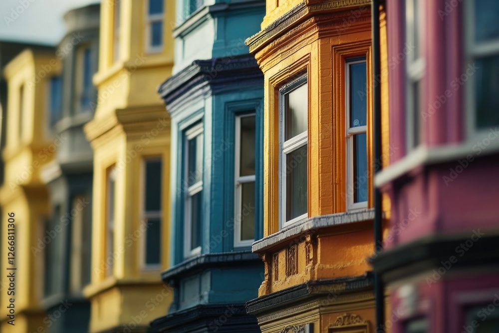 Poster Close-up view of a building with numerous windows