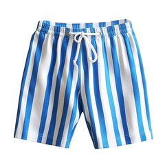 blue and white stripes shorts for swimming isolated on transparent background.