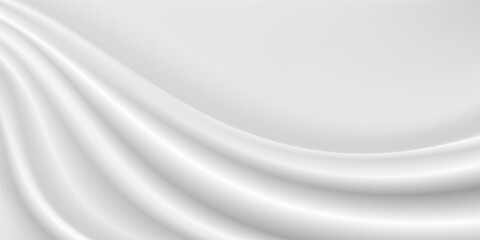Fototapeta premium Abstract wrinkles white silk cloth fabric wave overlapping with light and shadow. white and gray texture background. copy space for web design. vector illustration 