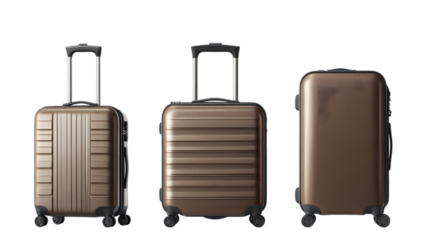 Luggage set with large polycarbonate suitcases. transparent Background, clipping path -