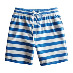 blue and white stripes shorts for swimming isolated on transparent background.