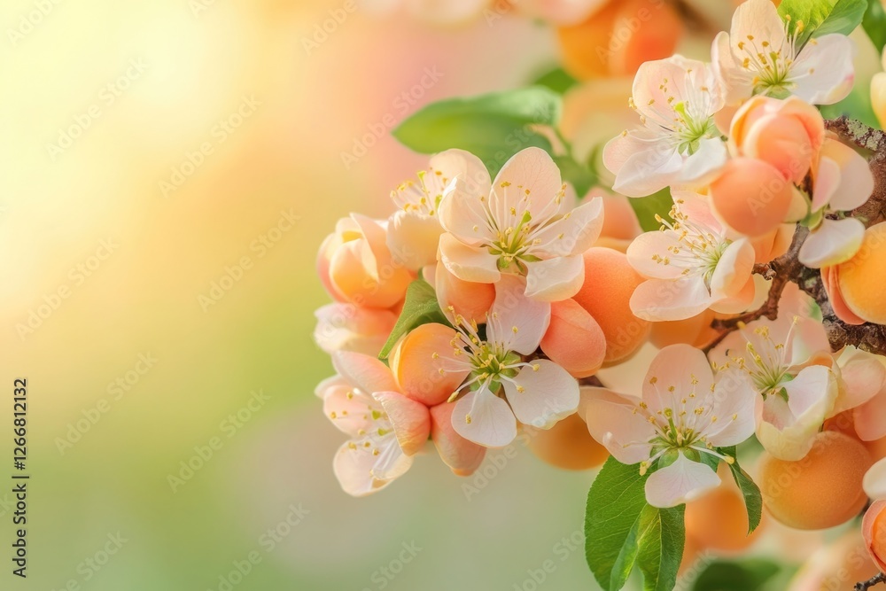 Poster close-up of various flowers growing on a tree branch