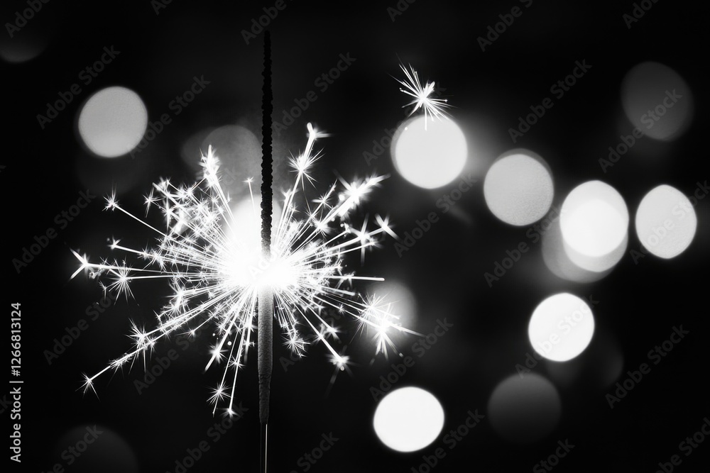 Poster a single sparkler lit up against a dark background