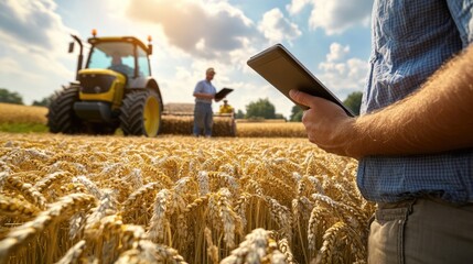A person stands in a natural environment holding a tablet, ideal for outdoor or nature-themed projects