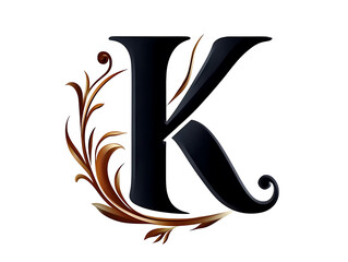 Elegant black k with ornamental flourish artistic design digital artwork stylish environment